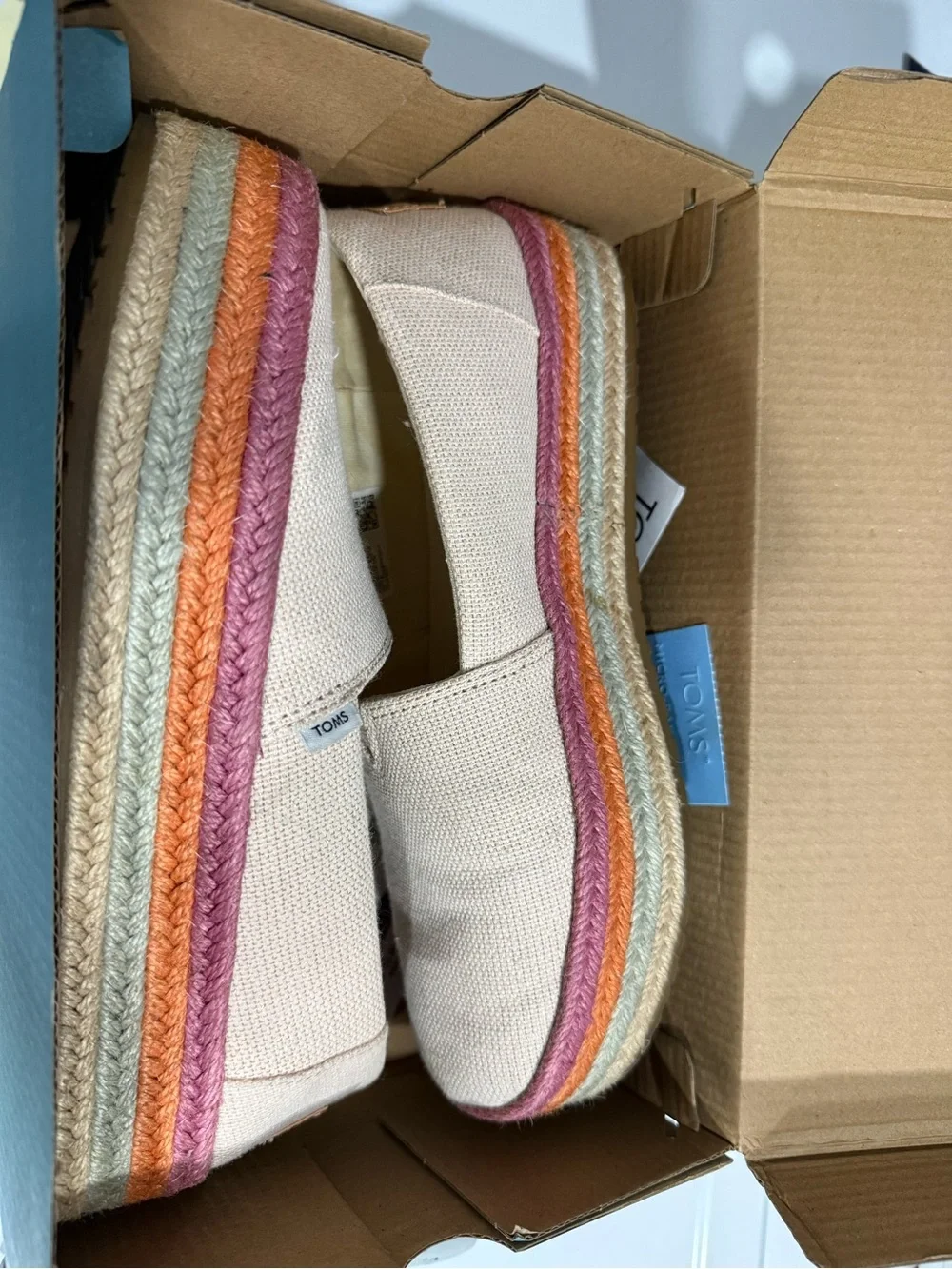 TOMS Womens Valencia Plaform Espadrille - Dusty Peach Metallic Linen